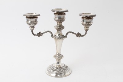 Lot 310 - Silver three branch candelabra, commemorative Silver Jubilee hallmarks (Birmingham 1977)