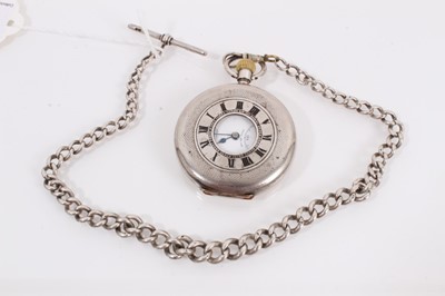 Lot 859 - Silver half hunter pocket watch retailed by J.W. Benson
