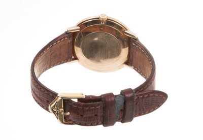 Lot 608 - 1970s Omega De Ville 9ct gold wristwatch on leather strap