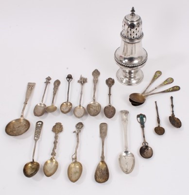Lot 862 - Group of silver and white metal spoons and a silver sugar sifter