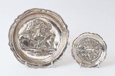 Lot 243 - Two antique silver/white metal dishes, possibly Spanish Colonial.