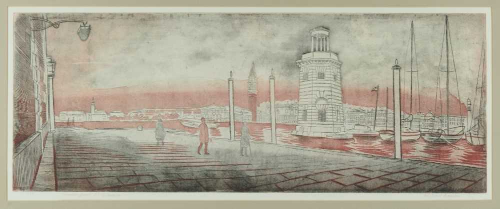 Lot 1122 - *Richard Bawden (b.1936) signed Artist’s Proof - Venice from St. Giorgio, 30cm x 79.5cm, in glazed frame