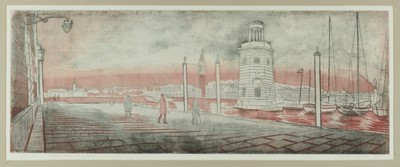 Lot 1122 - *Richard Bawden (b.1936) signed Artist’s Proof - Venice from St. Giorgio, 30cm x 79.5cm, in glazed frame