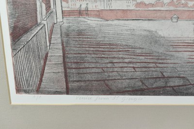 Lot 1122 - *Richard Bawden (b.1936) signed Artist’s Proof - Venice from St. Giorgio, 30cm x 79.5cm, in glazed frame