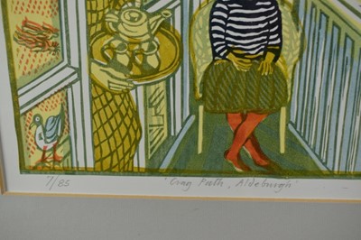 Lot 1125 - *Richard Bawden (b.1936) signed limited edition print - Crag Path, Aldeburgh, 22cm x 35cm, 7/85, mounted in glazed frame