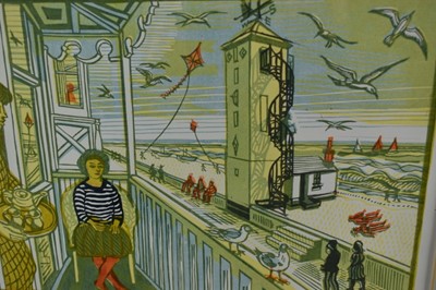 Lot 1125 - *Richard Bawden (b.1936) signed limited edition print - Crag Path, Aldeburgh, 22cm x 35cm, 7/85, mounted in glazed frame