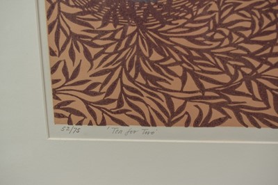 Lot 1123 - *Richard Bawden (b.1936) signed limited edition print - Tea For Two, 52/75, 45cm x 45cm, in glazed frame