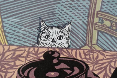 Lot 1123 - *Richard Bawden (b.1936) signed limited edition print - Tea For Two, 52/75, 45cm x 45cm, in glazed frame