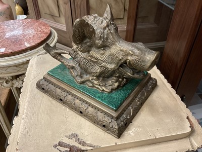 Lot 222 - Regency style Boars head inkwell