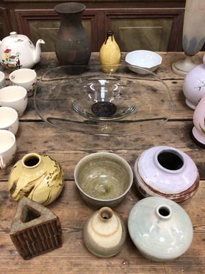 Lot 29 - A group of Studio pottery, and a large glass dish