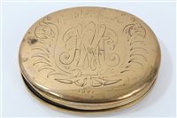 Lot 701 - Late 17th century Dutch brass oval tobacco box...