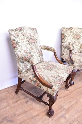 Lot 1358 - Pair of mid-18th century style mahogany Gainsborough armchairs
