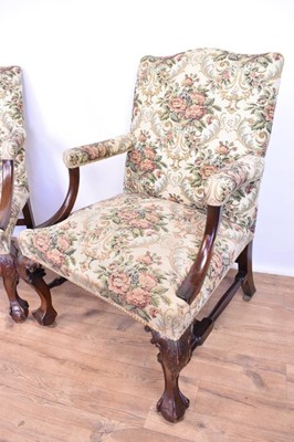 Lot 1358 - Pair of mid-18th century style mahogany Gainsborough armchairs