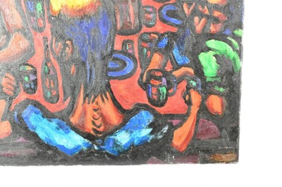 Lot 943 - *Colin Moss ARCA (1914-2005) oil on canvas - Last Supper, signed, 77cm x 77cm, unframed