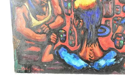 Lot 943 - *Colin Moss ARCA (1914-2005) oil on canvas - Last Supper, signed, 77cm x 77cm, unframed
