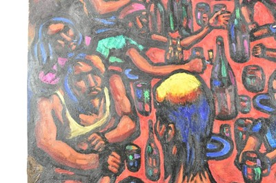 Lot 943 - *Colin Moss ARCA (1914-2005) oil on canvas - Last Supper, signed, 77cm x 77cm, unframed