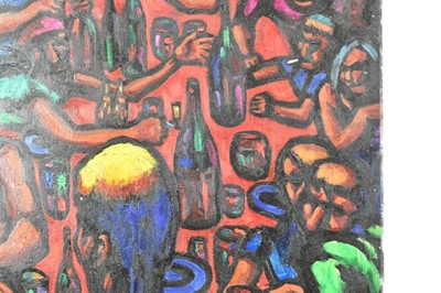 Lot 943 - *Colin Moss ARCA (1914-2005) oil on canvas - Last Supper, signed, 77cm x 77cm, unframed