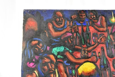 Lot 943 - *Colin Moss ARCA (1914-2005) oil on canvas - Last Supper, signed, 77cm x 77cm, unframed