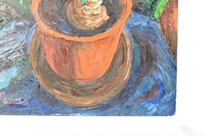 Lot 1162 - *Colin Moss ARCA (1914-2005) oil on canvas - Amaryllis, signed, 62cm x 52cm unframed