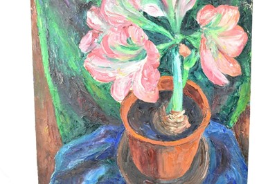 Lot 1162 - *Colin Moss ARCA (1914-2005) oil on canvas - Amaryllis, signed, 62cm x 52cm unframed