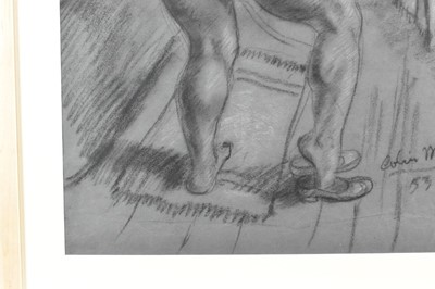 Lot 1183 - *Colin Moss ARCA (1914-2005) chalk and charcoal - The Bather, signed and dated ‘53, 53cm x 36cm, in glazed frame