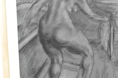 Lot 1183 - *Colin Moss ARCA (1914-2005) chalk and charcoal - The Bather, signed and dated ‘53, 53cm x 36cm, in glazed frame