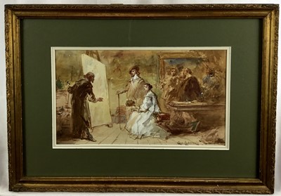 Lot 42 - Charles Cattermole (1832-1900) watercolour - The Artists Studio, signed, 18cm x 31cm, in glazed gilt frame