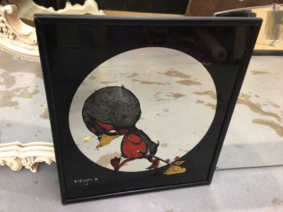 Lot 370 - Vintage Melvyn sad duck wall mirror, oval wooden framed mirror and others (5)