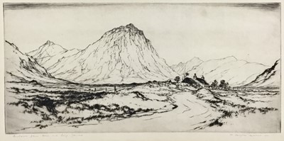 Lot 222 - William Douglas MACLEOD (1892-1963), pair of etchings - Scottish Landscapes, one titled, signed in pencil, framed and glazed