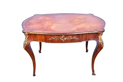 Lot 1344 - 19th century Continental walnut and ormolu serpentine writing table
