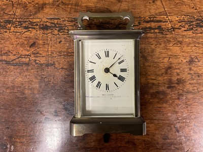 Lot 169 - Early 20th century French brass carriage clock