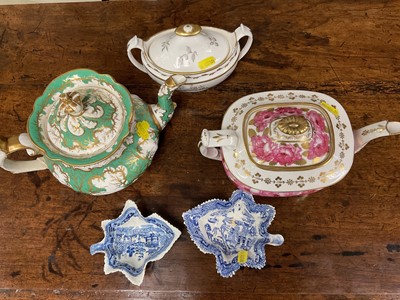 Lot 168 - Rockingham teapot, another teapot and other 19th century ceramics