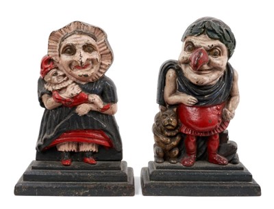 Lot 770 - Pair of Punch and Judy cast iron doorstops