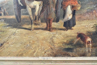Lot 1195 - Thomas Smythe (1825-1906) oil on canvas - The Travellers, signed, 41cm x 48cm, in gilt frame