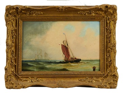 Lot 918 - George Chambers (1830-c.1890) oil on board - Pilot Cutter off the North Headland, Kent, 20cm x 30cm, in gilt frame