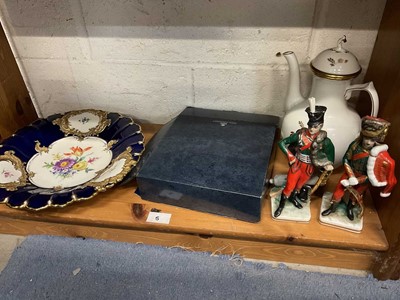 Lot 215 - Meissen floral painted dish, Royal Copenhagen coffee pot, other ceramics and glass