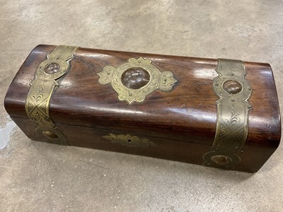 Lot 223 - Victorian brass bound glove box and small group of treen