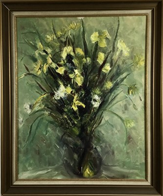 Lot 63 - English School, mid 20th century, oil on canvas - still life summer flowers, 80cm x 64cm, framed