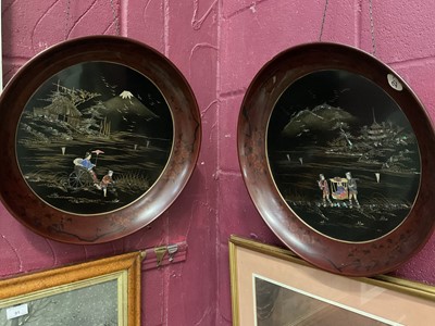 Lot 279 - Pair of Japanese lacquered dished panels