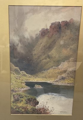 Lot 276 - Arthur Suker (1857-1940) watercolour, mountain landscape, signed, 62 x 37cm, glazed frame