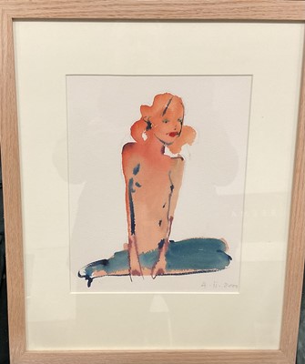 Lot 273 - Howard Barnes (1937-2017) watercolour, Female Seated, together with another by the same hand, both framed