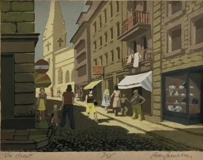 Lot 246 - Ewan Cameron (b.1962) silkscreen - The Street, signed and numbered 7/35, 23 x 28cm, together with another by the same hand, both in glazed frames