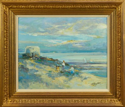 Lot 1240 - Michael D'Aquilar (1924-2011) oil on board - "La Tour au bord de la mer", signed