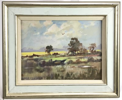 Lot 260 - Arvind Limaye, contemporary, three landscape oils, 31cm x 41cm, framed