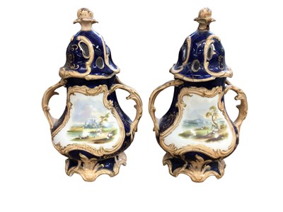 Lot 96 - A pair of Samuel Alcock pot pourri vases and covers