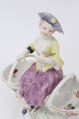 Lot 44 - A Meissen double salt cellar, with loop handle, circa 1770