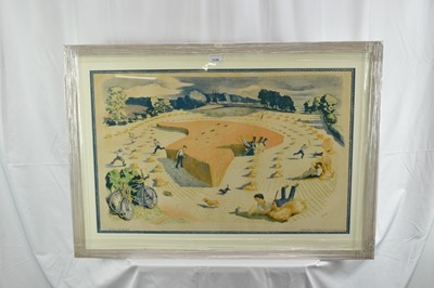 Lot 1134 - *John Northcote Nash (1893-1977) 1940s School Prints lithograph - "Harvesting", printed by The Baynard Press, in glazed frame, 48cm x 75cm