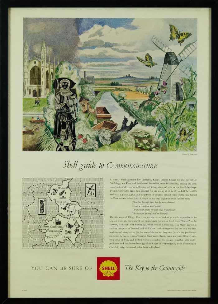 Lot 1135 - *John Northcote Nash (1883-1977) coloured print - Shell guide to Cambridgeshire, printed by C. Nicholls & Co., in glazed frame