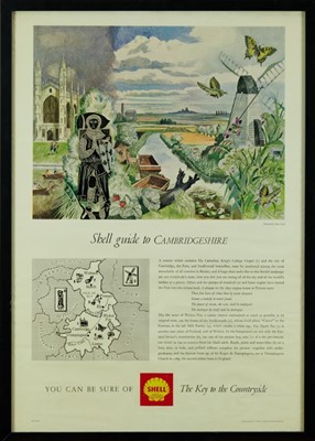 Lot 1135 - *John Northcote Nash (1883-1977) coloured print - Shell guide to Cambridgeshire, printed by C. Nicholls & Co., in glazed frame