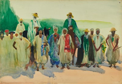 Lot 1213 - *Gerald Spencer Pryse (1882-1956) watercolour - Chief of Ogudu, 54cm x 77cm, titled verso, unframed